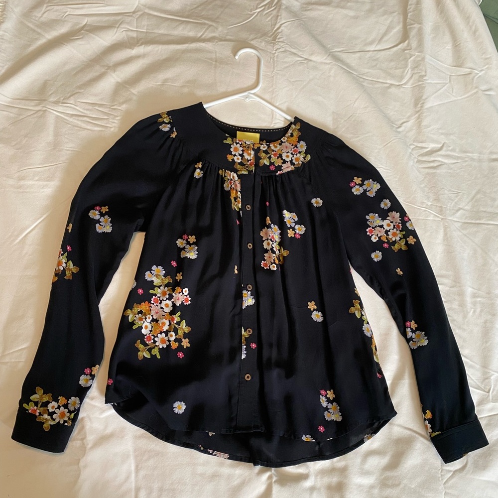 Maeve Black Floral Blouse